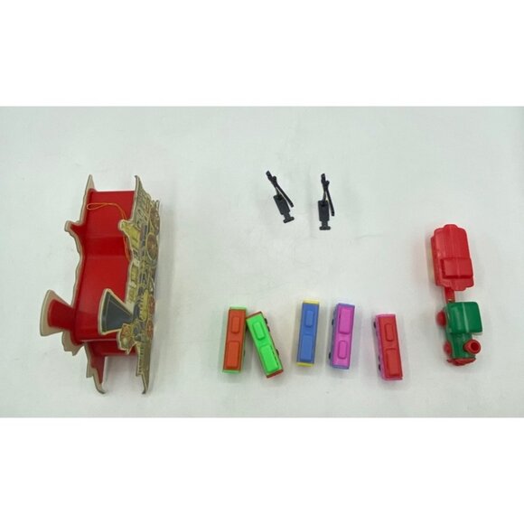 Vintage Train Christmas Decor Lot 1983 Shackman Container with 5 mini trains Toy - Picture 2 of 16